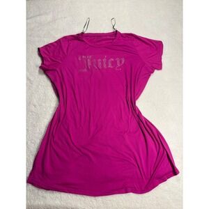 Juicy Couture Pink Rhinestone Logo Sleep Dress Nightgown Short Sleeve Womens XL